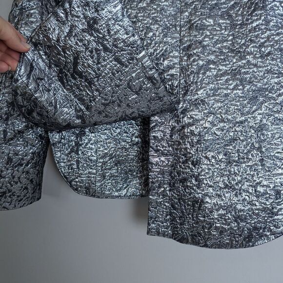Zadig & Voltaire Vistar Jac Metallic Suit – Silver Foil Blazer + Pants Sz 34/2US - Picture 11 of 16